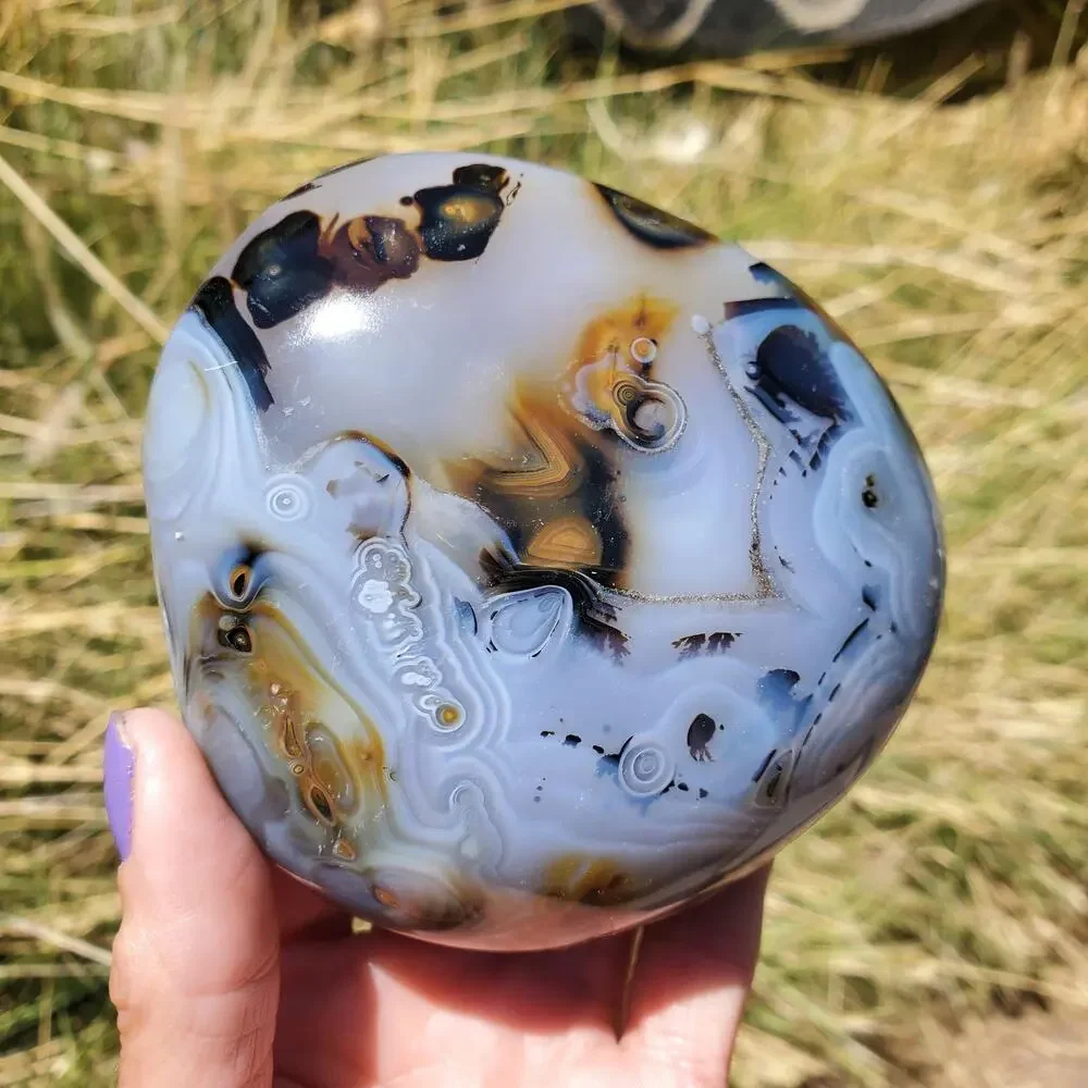 Dendritic Agate White Blue Intricate Patterns Freeform Quality Crystal 406 Grams